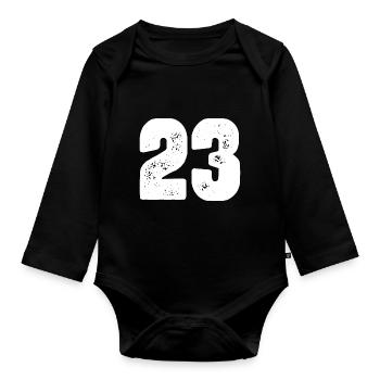 23 Maillot numéro - Body Bébé bio manches longues - noir - Devant