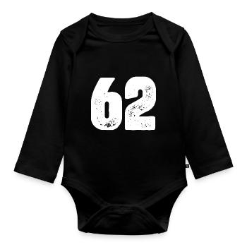 62 Number jersey - Organic Longsleeve Baby Bodysuit - black - Front