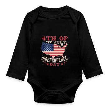 4TH OF JULY INDEPENDENCE DAY USA - Organic Longsleeve Baby Bodysuit - black - Front
