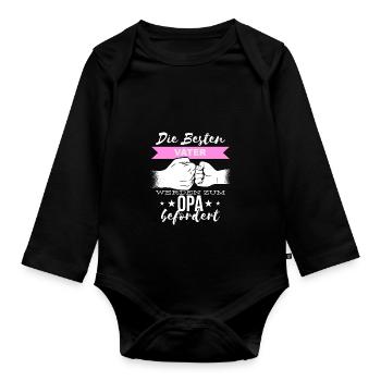 Die Besten Väter Werden Zum Opa Befördert Geburt - Baby Bio-Langarm-Body - Schwarz - Vorne