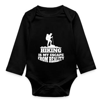 Wandern Bergwanderer Wanderung Bergwandern - Baby Bio-Langarm-Body - Schwarz - Vorne