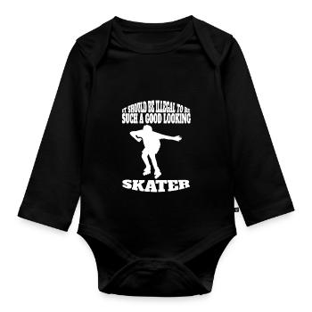 Skateboard Skaten Skateboarding Skater Skate-Fan - Baby Bio-Langarm-Body - Schwarz - Vorne