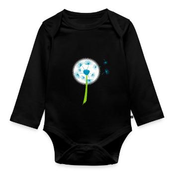 Beau pissenlit blanc fleurs pissenlit - Body Bébé bio manches longues - noir - Devant