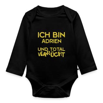 Vorname Adrien - Baby Bio-Langarm-Body - Schwarz - Vorne