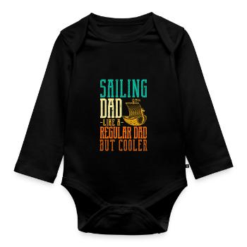 Sailing Dad Definition Funny Sport Sailor Boat - Organic Longsleeve Baby Bodysuit - black - Front