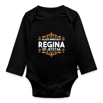Vorname Regina - Baby Bio-Langarm-Body - Schwarz - Vorne