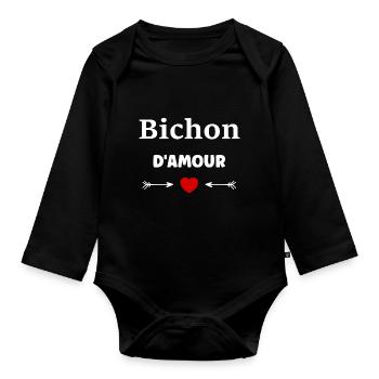 Bichon d'amour - Body Bébé bio manches longues - noir - Devant