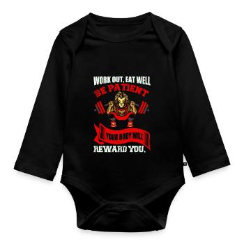 Your body will reward you - Organic Longsleeve Baby Bodysuit - black - Front