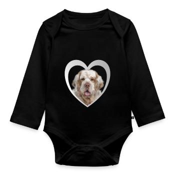 Clumber Spaniel Herz - I Love Clumber Spaniel - Baby Bio-Langarm-Body - Schwarz - Vorne