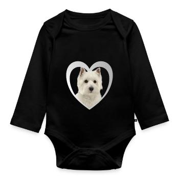 Westi Herz - I love Westi - West Highland Terrier - Organic Longsleeve Baby Bodysuit - black - Front