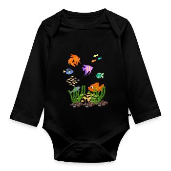 aquarium - Organic Longsleeve Baby Bodysuit - black - Front