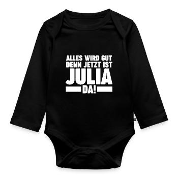 Vorname Julia - Baby Bio-Langarm-Body - Schwarz - Vorne