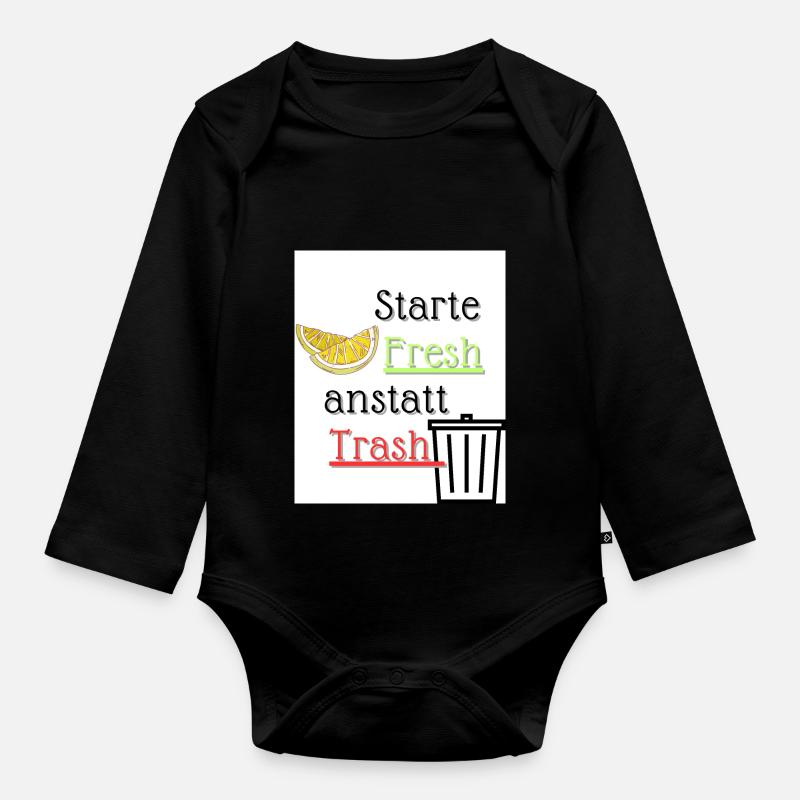 Starte Fresh anstatt Trash - Baby Bio-Langarm-Body - Schwarz