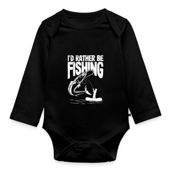 Ich würde lieber Angeln Liebhaber lustig Fischer - Baby Bio-Langarm-Body - Schwarz - Vorne