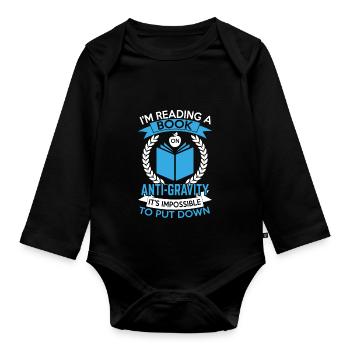 Funny Joke - Anti Gravity - Organic Longsleeve Baby Bodysuit - black - Front
