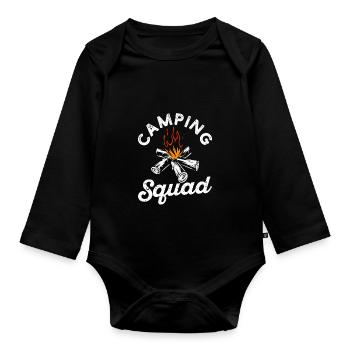 Camping Squad Funny Lagerfeuer Wandern Mountain - Baby Bio-Langarm-Body - Schwarz - Vorne
