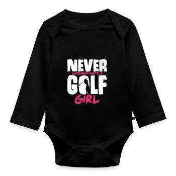 Golfer Golf Golf Club Golf Course Golf Sport - Organic Longsleeve Baby Bodysuit - black - Front