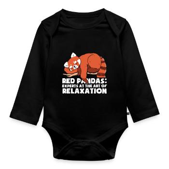 Schlafender Roter Panda - Baby Bio-Langarm-Body - Schwarz - Vorne