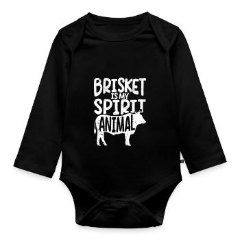 Rinderbrust ist mein Seelentier Geräuchertes - Baby Bio-Langarm-Body - Schwarz - Vorne