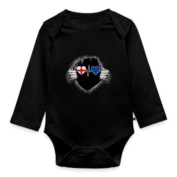England und Europäische Union EU Fahne Flaggen - Baby Bio-Langarm-Body - Schwarz - Vorne