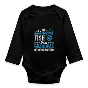 Einige Großväter fischen Echte Großväter gehen - Baby Bio-Langarm-Body - Schwarz - Vorne