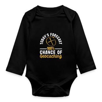 Heutige Vorhersage 100% Chance auf Geocaching Fun - Baby Bio-Langarm-Body - Schwarz - Vorne