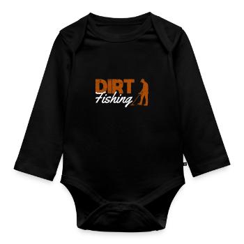 Dirt Fishing Funny Metalldetektion Detektor Detekt - Baby Bio-Langarm-Body - Schwarz - Vorne