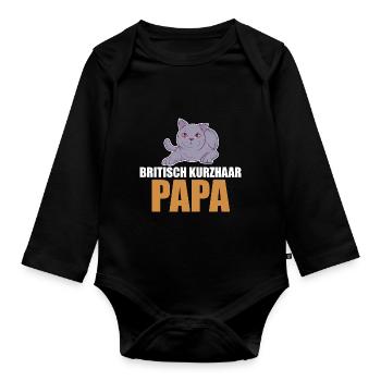 Britisch Kurzhaar Katze - Baby Bio-Langarm-Body - Schwarz - Vorne