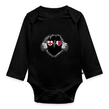 England und Katar Katarer Fahne Flaggen - Baby Bio-Langarm-Body - Schwarz - Vorne