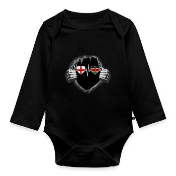 England und Kenia Kenianische Fahne Flaggen - Baby Bio-Langarm-Body - Schwarz - Vorne