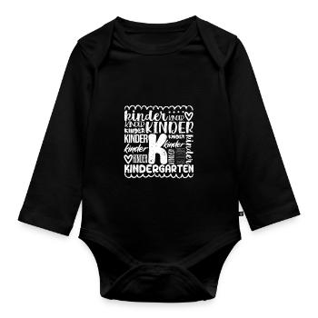 Maternelle Typographie Équipe Enfants Enseignant Retour - Body Bébé bio manches longues - noir - Devant