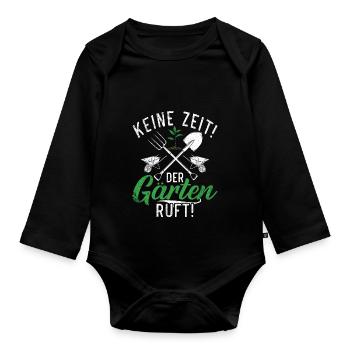 Keine Zeit! Der Garten ruft Design - Baby Bio-Langarm-Body - Schwarz - Vorne