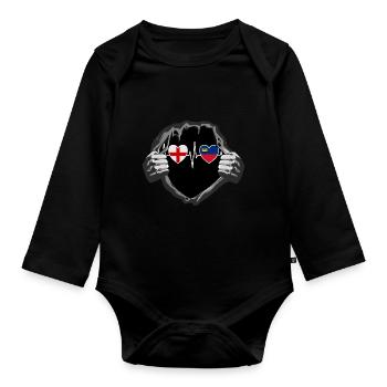 England und Liechtenstein Liechtensteinische Fahne - Baby Bio-Langarm-Body - Schwarz - Vorne