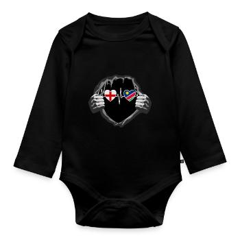 England und Namibia Namibische Fahne Flaggen - Baby Bio-Langarm-Body - Schwarz - Vorne