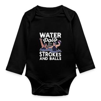 Wasserball Es geht nur um Schläge und Bälle Team - Baby Bio-Langarm-Body - Schwarz - Vorne