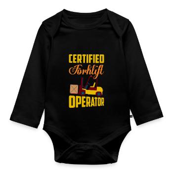 Certified Forklift Operator Lifting Warehouse - Organic Longsleeve Baby Bodysuit - black - Front