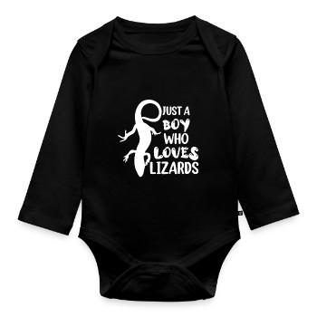 Just A Boy Who Loves Lizards Reptile Lizard Lover - Baby Bio-Langarm-Body - Schwarz - Vorne