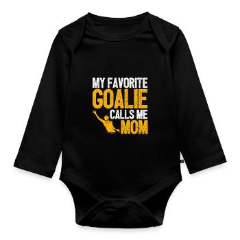 My favorite goalkeeper calls me Mama Water Polo - Organic Longsleeve Baby Bodysuit - black - Front