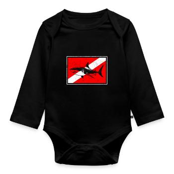 Dive Shark Diver Down Flag Scuba Diving Master - Baby Bio-Langarm-Body - Schwarz - Vorne