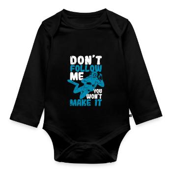 Ne me suivez pas, vous n’en ferez pas une drôle de plongée - Body Bébé bio manches longues - noir - Devant