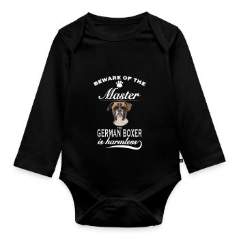 Beware of the master, harmless German Boxer - Baby Bio-Langarm-Body - Schwarz - Vorne