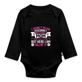 Je n’avais pas l’intention de jouer une maman de volleyball - Body Bébé bio manches longues - noir - Devant
