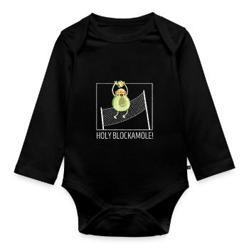 Holy Blockamole Volleyball Funny Sports Trainer - Organic Longsleeve Baby Bodysuit - black - Front