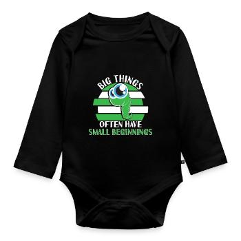 Big Things Often Have Small Beginnings - Baby Bio-Langarm-Body - Schwarz - Vorne