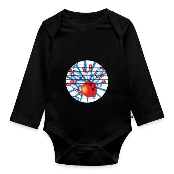 Bowling Bowling Club Skittles Bowler Bowling Club - Organic Longsleeve Baby Bodysuit - black - Front