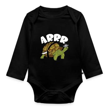Arrr Pirate Tortoise Turtle Reptile Kids - Organic Longsleeve Baby Bodysuit - black - Front