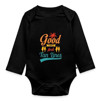 Good times and tan lines - Baby Bio-Langarm-Body - Schwarz - Vorne