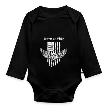 Born to ride - Baby Bio-Langarm-Body - Schwarz - Vorne