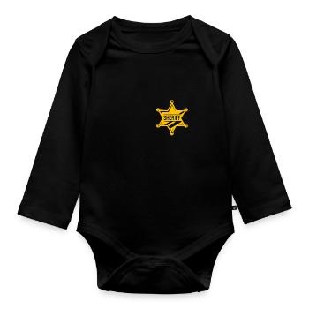 Sheriff Costume Halloween Policeman Law Enforcement - Organic Longsleeve Baby Bodysuit - black - Front