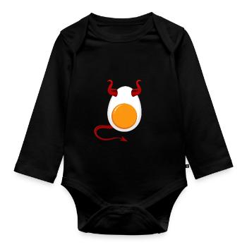 Funny Halloween Devil Egg Food Lover Spooky - Organic Longsleeve Baby Bodysuit - black - Front